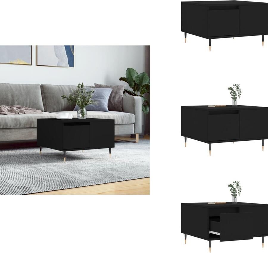 VidaXL Salontafel Salontafels Tafel Bijzettafel -Salontafel-55x55x36-5-cm-bewerkt-hout-zwart - Foto 2