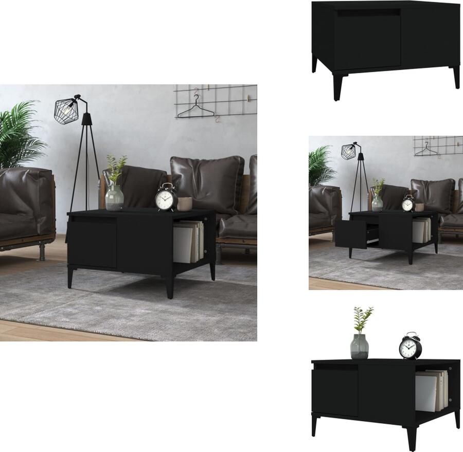 VidaXL Salontafel Salontafels Tafel Bijzettafel -Salontafel-55x55x36-5-cm-bewerkt-hout-zwart - Foto 5
