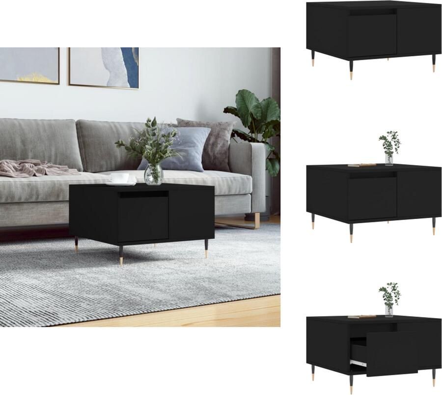 VidaXL Salontafel Salontafels Tafel Bijzettafel -Salontafel-55x55x36-5-cm-bewerkt-hout-zwart - Foto 4