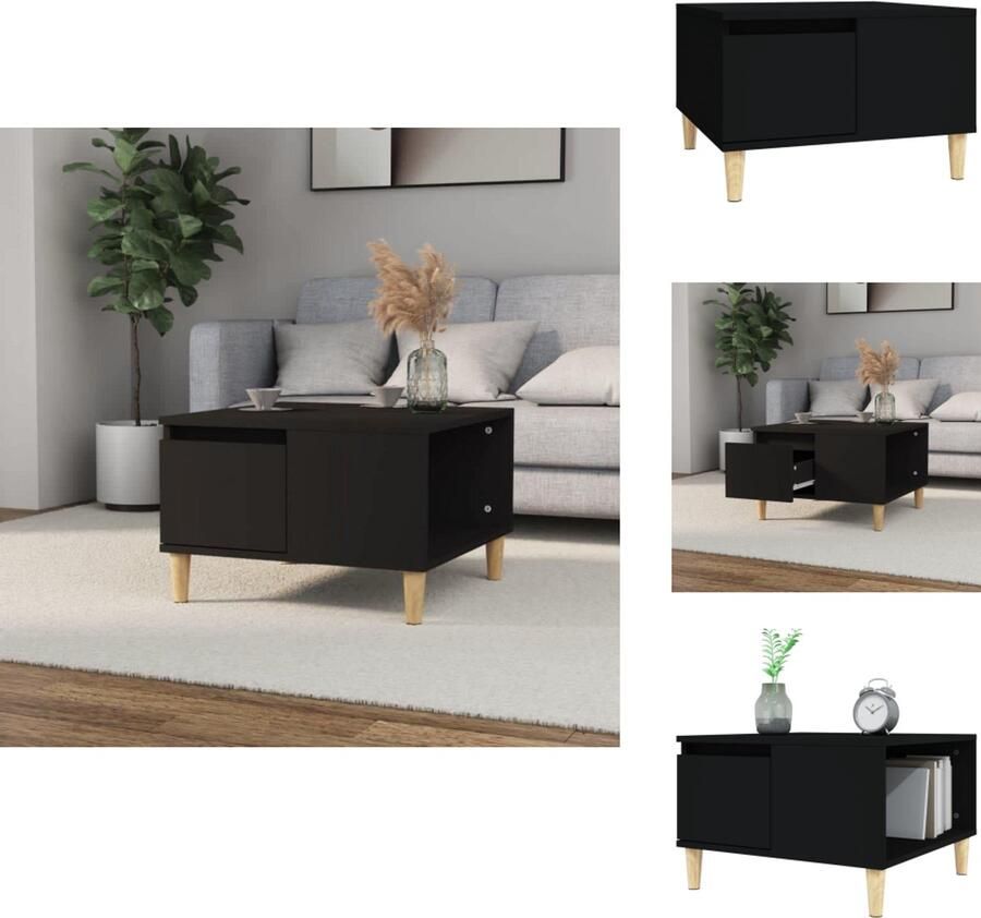 VidaXL Salontafel Salontafels Tafel Bijzettafel -Salontafel-55x55x36-5-cm-bewerkt-hout-zwart - Foto 3