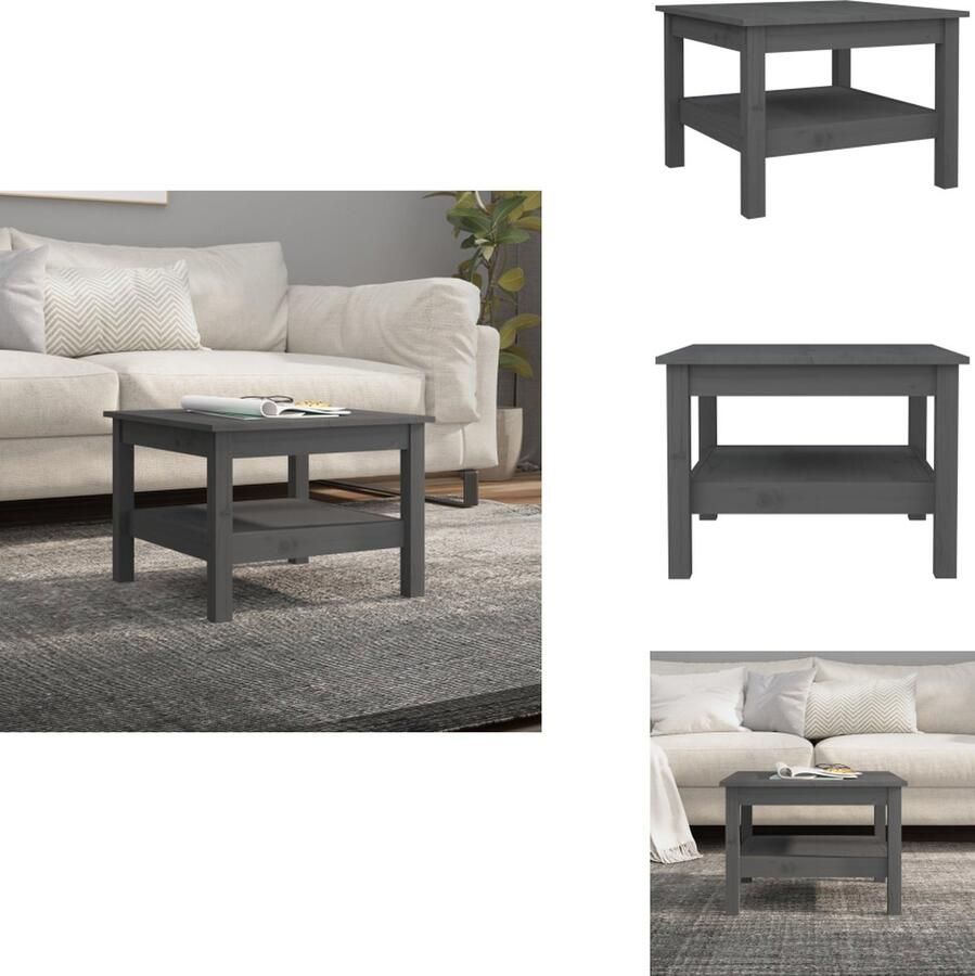 VidaXL Salontafel Salontafels Tafel Bijzettafel Salontafel 55x55x40 cm massief grenenhout grijs