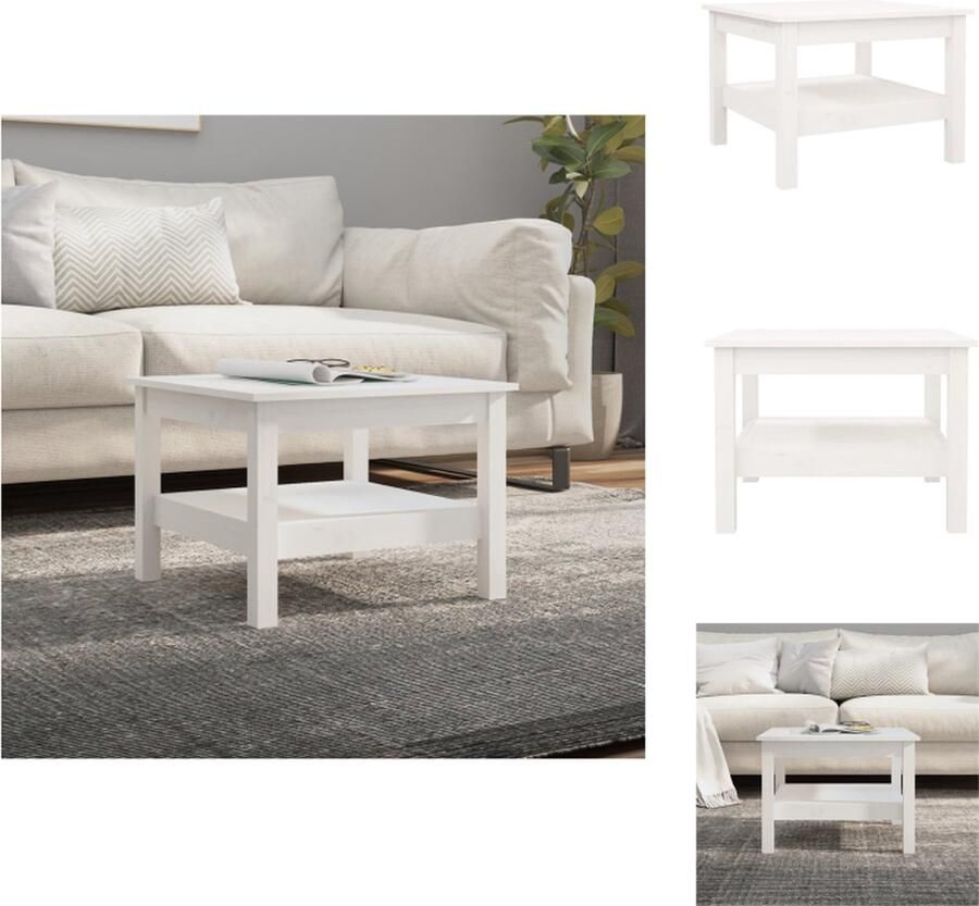 VidaXL Salontafel Salontafels Tafel Bijzettafel Salontafel 55x55x40 cm massief grenenhout wit