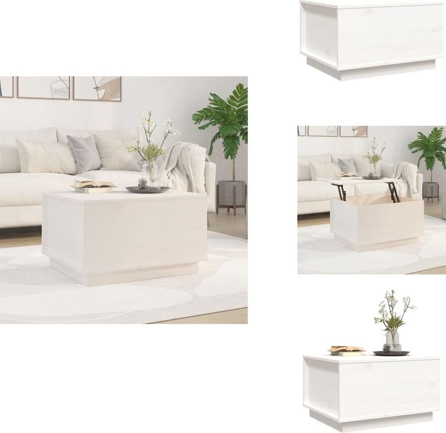 VidaXL Salontafel Salontafels Tafel Bijzettafel Salontafel 60x50x35 cm massief grenenhout wit