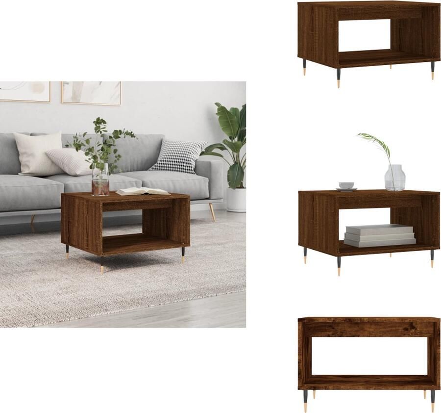 VidaXL Salontafel Salontafels Tafel Bijzettafel -Salontafel-60x50x40-cm-bewerkt-hout-bruin-eikenkleur - Foto 3