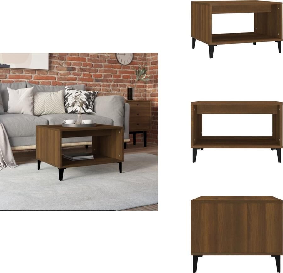 VidaXL Salontafel Salontafels Tafel Bijzettafel -Salontafel-60x50x40-cm-bewerkt-hout-bruin-eikenkleur - Foto 2