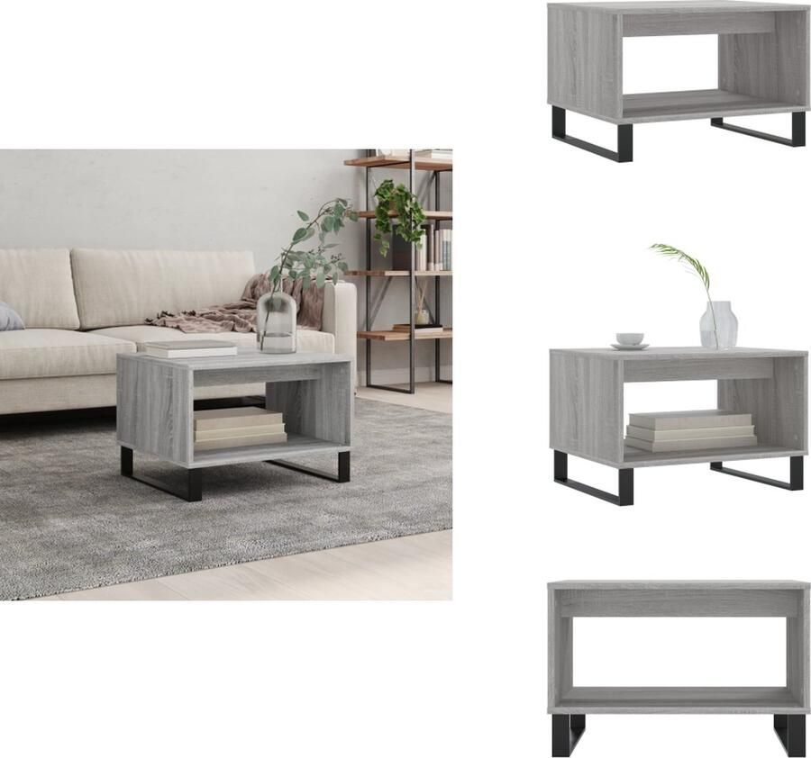 VidaXL Salontafel Salontafels Tafel Bijzettafel -Salontafel-60x50x40-cm-bewerkt-hout-grijs-sonoma-eikenkleurig - Foto 4