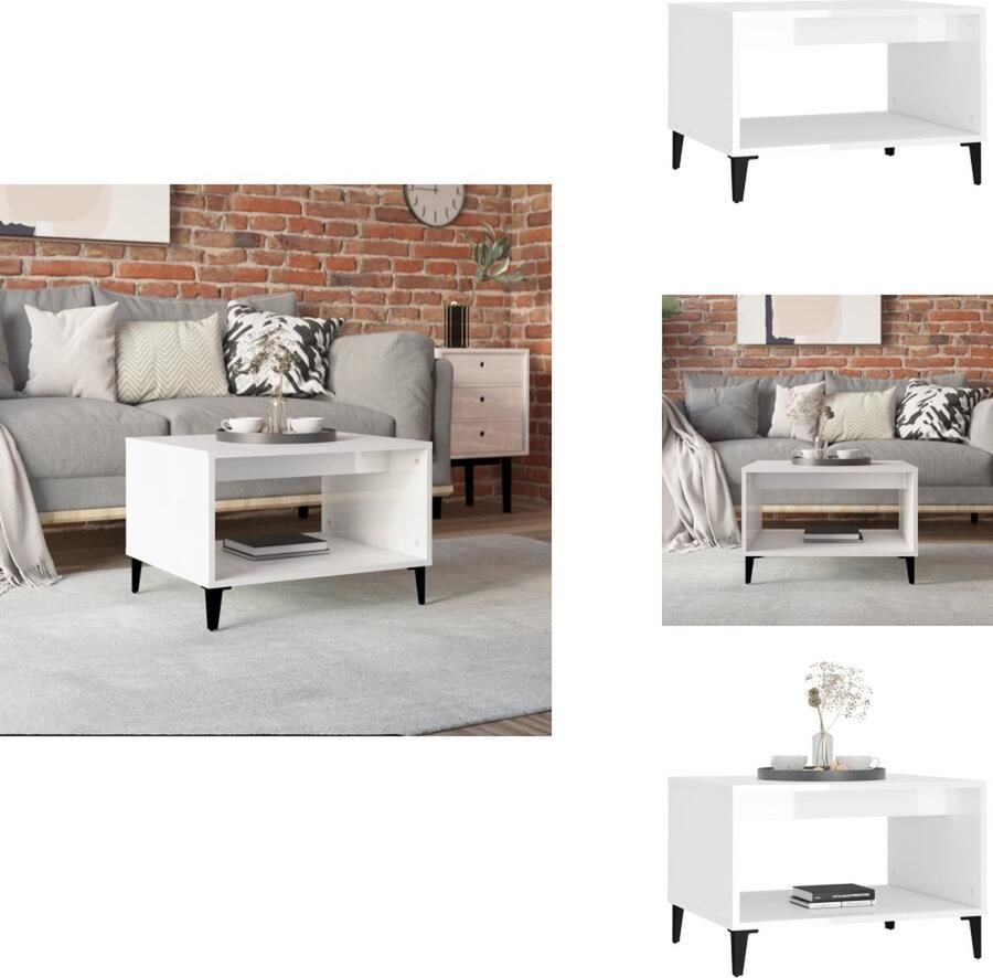 VidaXL Salontafel Salontafels Tafel Bijzettafel Salontafel 60x50x40 cm bewerkt hout hoogglans wit