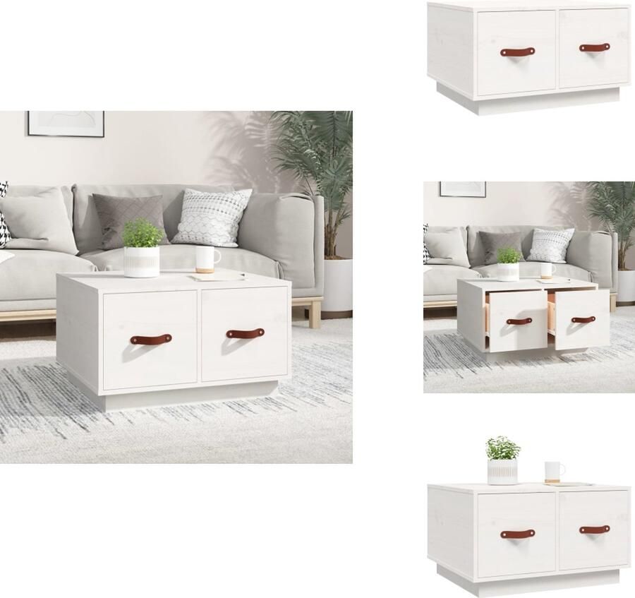 VidaXL Salontafel Salontafels Tafel Bijzettafel Salontafel 60x53x35 cm massief grenenhout wit