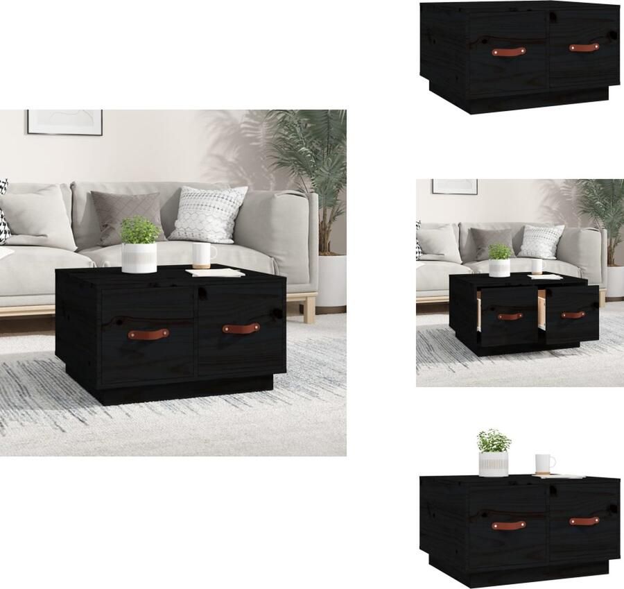 VidaXL Salontafel Salontafels Tafel Bijzettafel Salontafel 60x53x35 cm massief grenenhout zwart