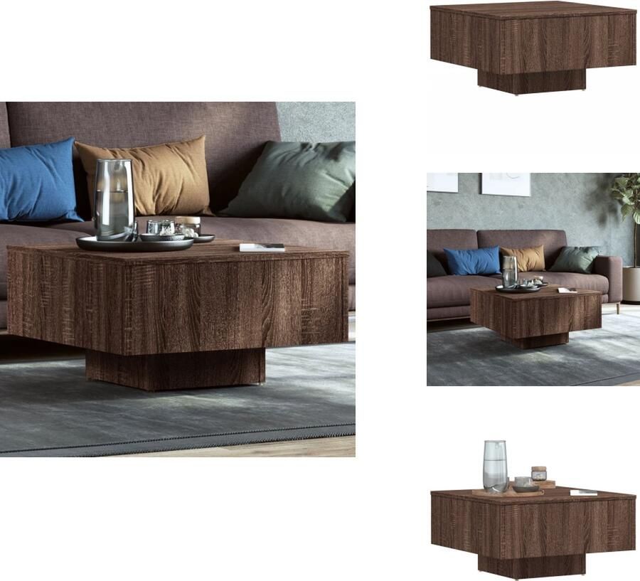 VidaXL Salontafel Salontafels Tafel Bijzettafel Salontafel 60x60x31-5 cm bewerkt hout bruineikenkleurig