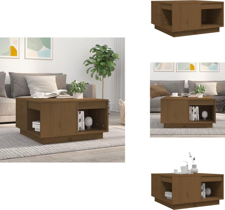 VidaXL Salontafel Salontafels Tafel Bijzettafel Salontafel 60x61x32 5 cm massief grenenhout honingbruin