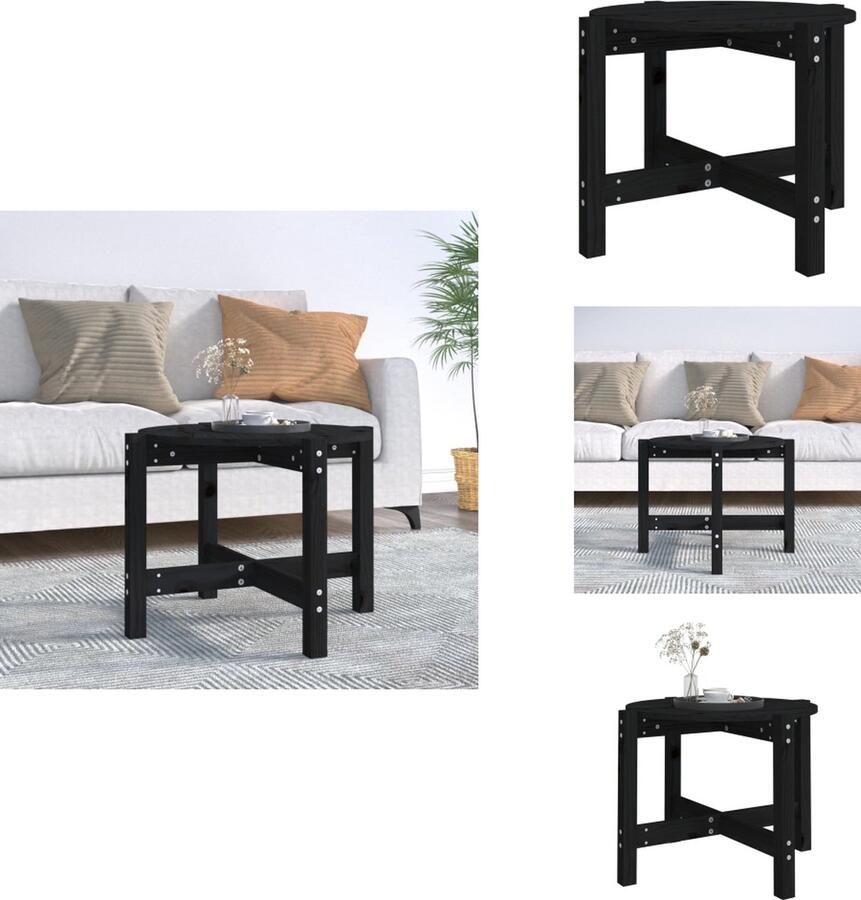 VidaXL Salontafel Salontafels Tafel Bijzettafel Salontafel Ø 62-5x45 cm massief grenenhout zwart