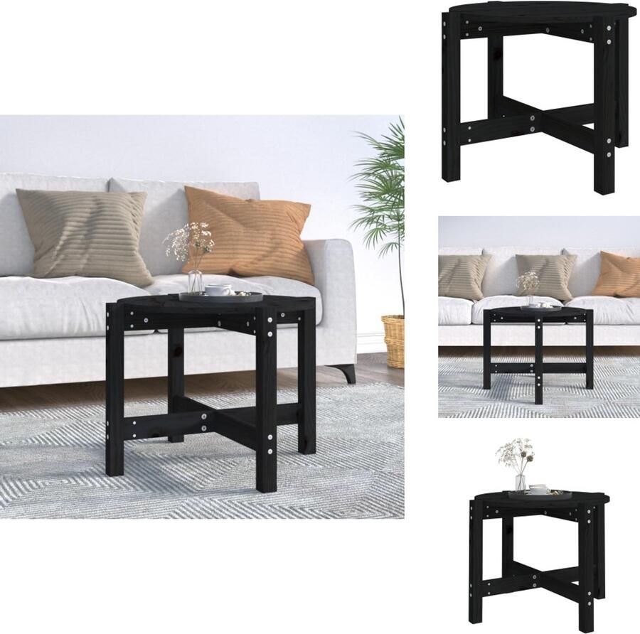 VidaXL -Salontafel-Ø-62 5x45-cm-massief-grenenhout-zwart - Foto 5