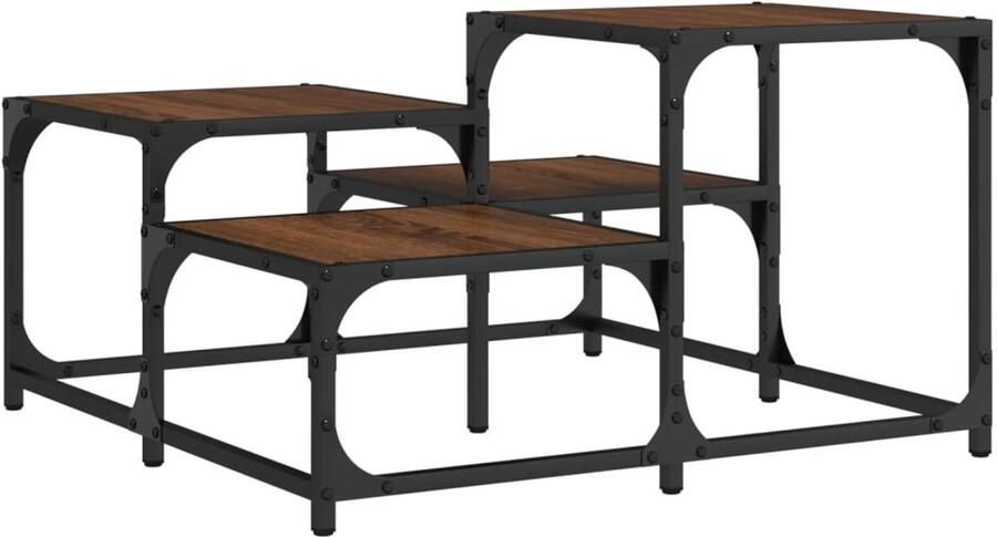 VidaXL Salontafel 68x68x40 cm Bruin eikenhout Salontafel Houten Salontafel Bruin Eiken Salontafel Vierkante Salontafel Industrieel Design