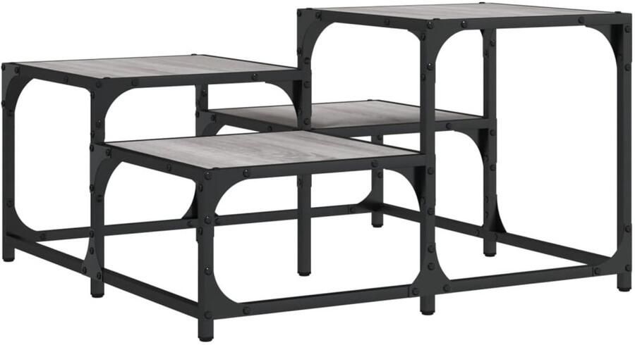 VidaXL Salontafel 68x68x40 cm bewerkt hout grijs sonoma eikenkleurig Salontafel Salontafels Tafel Bijzettafel