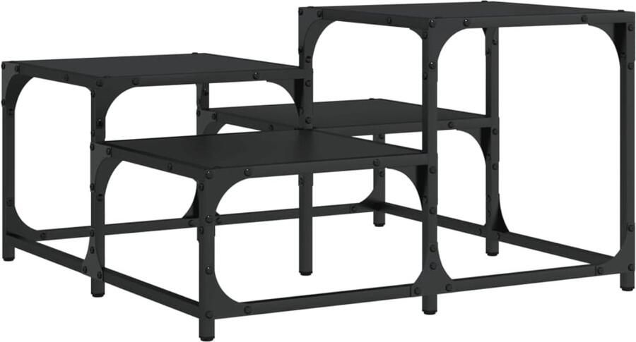 The Living Store Salontafel 68x68x40 cm bewerkt hout zwart Salontafel Zwarte Salontafel Houten Salontafel Industrieel Design Woonkamerinrichting