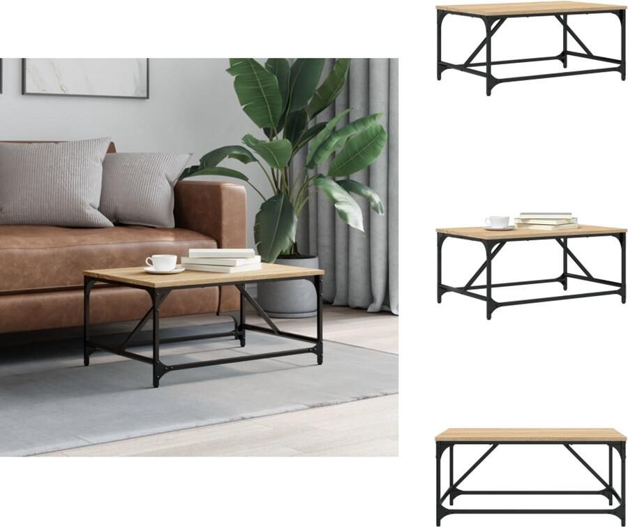 The Living Store Salontafel Sonoma Eiken 75 x 50 x 35 cm Bewerkt hout en metaal Salontafel Houten Salontafel Salontafeltje Eiken Salontafel Bruine Salontafel - Foto 2