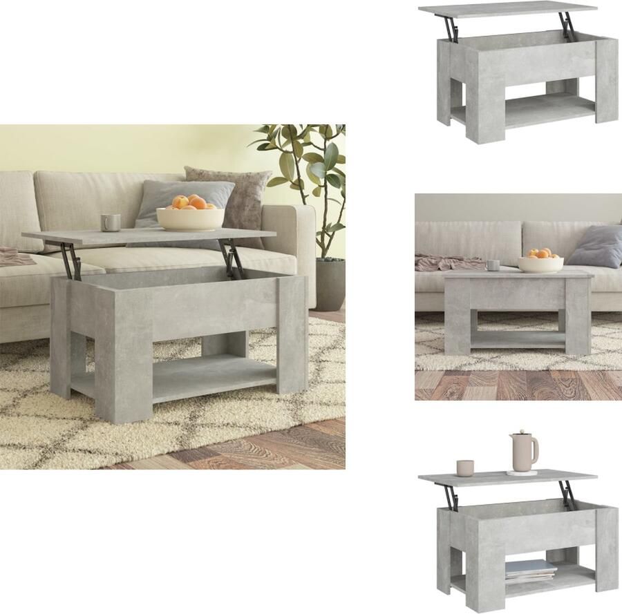 VidaXL Salontafel Salontafels Tafel Bijzettafel Salontafel 79x49x41 cm bewerkt hout betongrijs