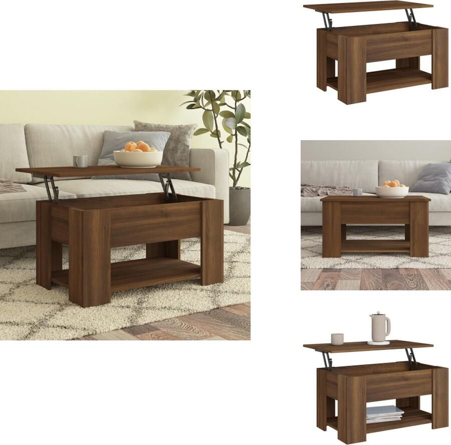 VidaXL Salontafel Salontafels Tafel Bijzettafel Salontafel 79x49x41 cm bewerkt hout bruineikenkleurig