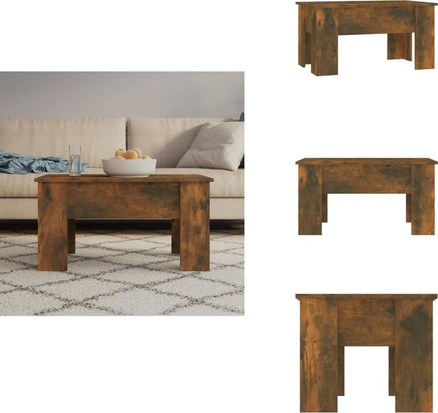 VidaXL Salontafel Salontafels Tafel Bijzettafel Salontafel 79x49x41 cm bewerkt hout gerookt eikenkleurig
