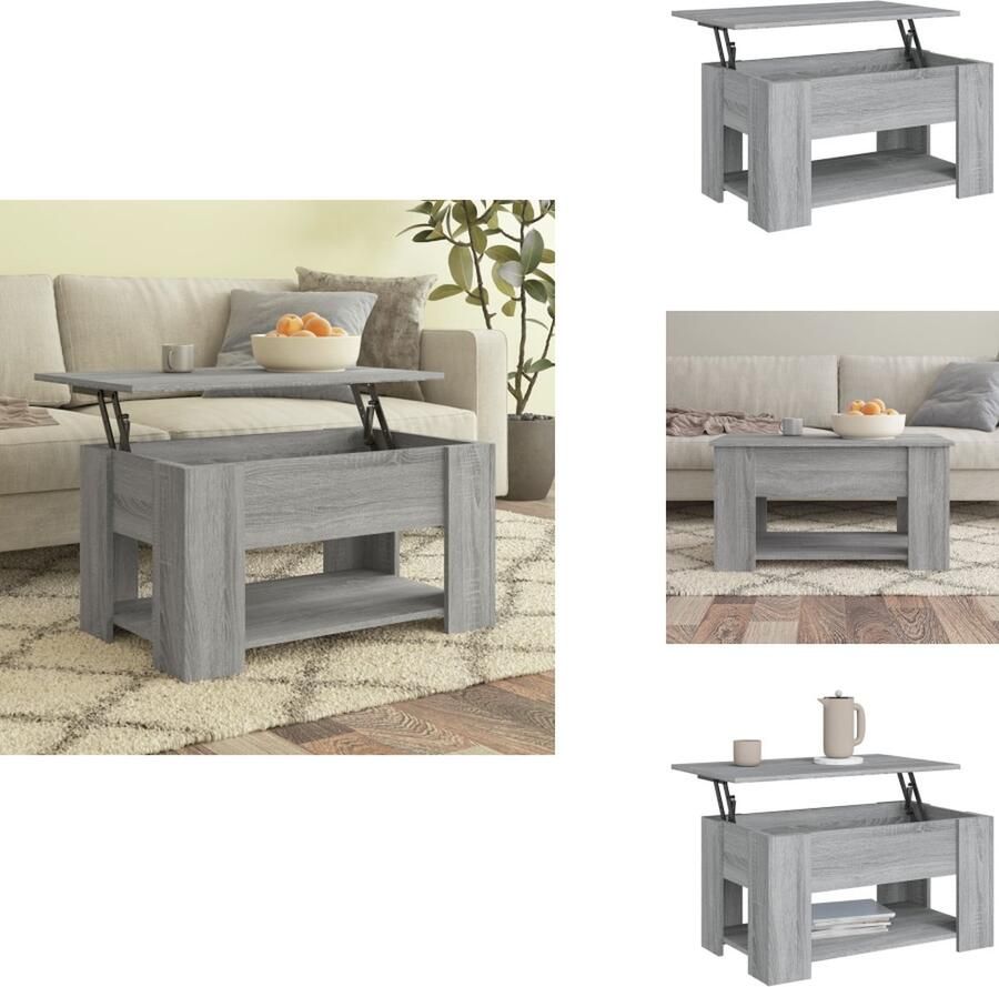 VidaXL Salontafel Salontafels Tafel Bijzettafel Salontafel 79x49x41 cm bewerkt hout grijs sonoma eikenkleurig