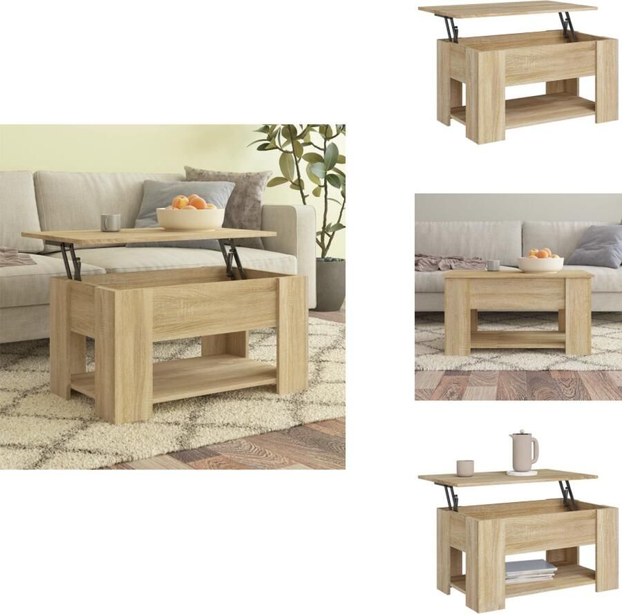 VidaXL Salontafel Salontafels Tafel Bijzettafel Salontafel 79x49x41 cm bewerkt hout sonoma eikenkleurig