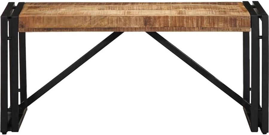 The Living Store Salontafel 80x40x35 cm massief ruw mangohout Salontafel Houten Salontafel Mangohouten Salontafel Industriële Salontafel Woonkamer Meubels