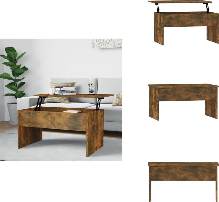 VidaXL Salontafel Salontafels Tafel Bijzettafel Salontafel 80x50 5x41 5 cm bewerkt hout gerookt eikenkleurig