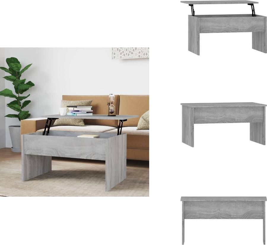 VidaXL Salontafel Salontafels Tafel Bijzettafel Salontafel 80x50 5x41 5 cm bewerkt hout grijs sonoma eikenkleur