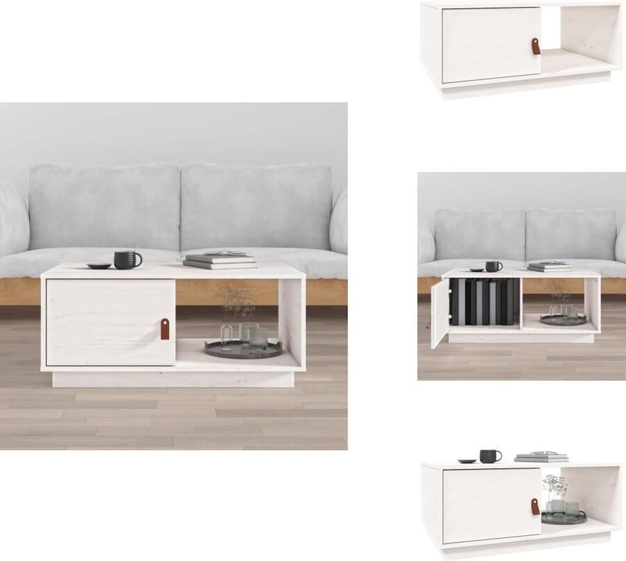 VidaXL Salontafel Salontafels Tafel Bijzettafel Salontafel 80x50x35 5 cm massief grenenhout wit