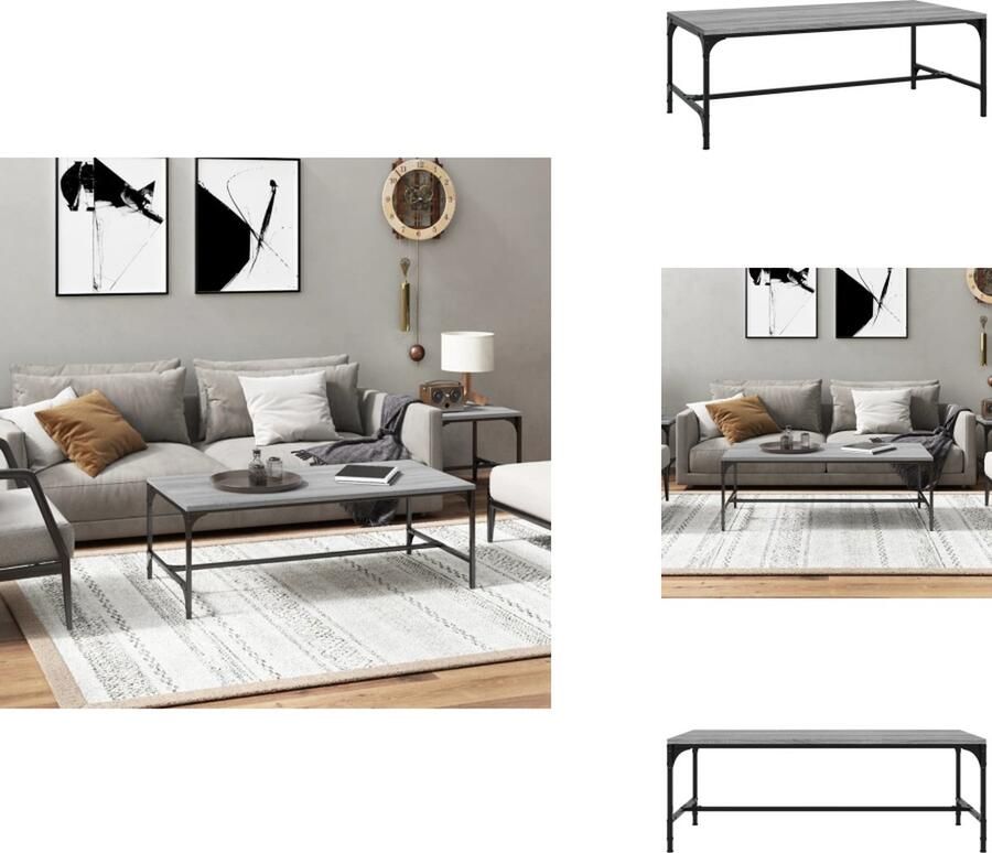 VidaXL Salontafel Salontafels Tafel Bijzettafel Salontafel 80x50x35 cm bewerkt hout grijs sonoma