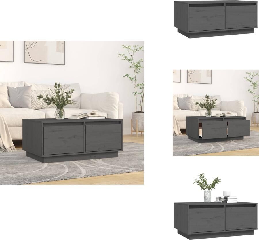 VidaXL Salontafel Salontafels Tafel Bijzettafel Salontafel 80x50x35 cm massief grenenhout grijs
