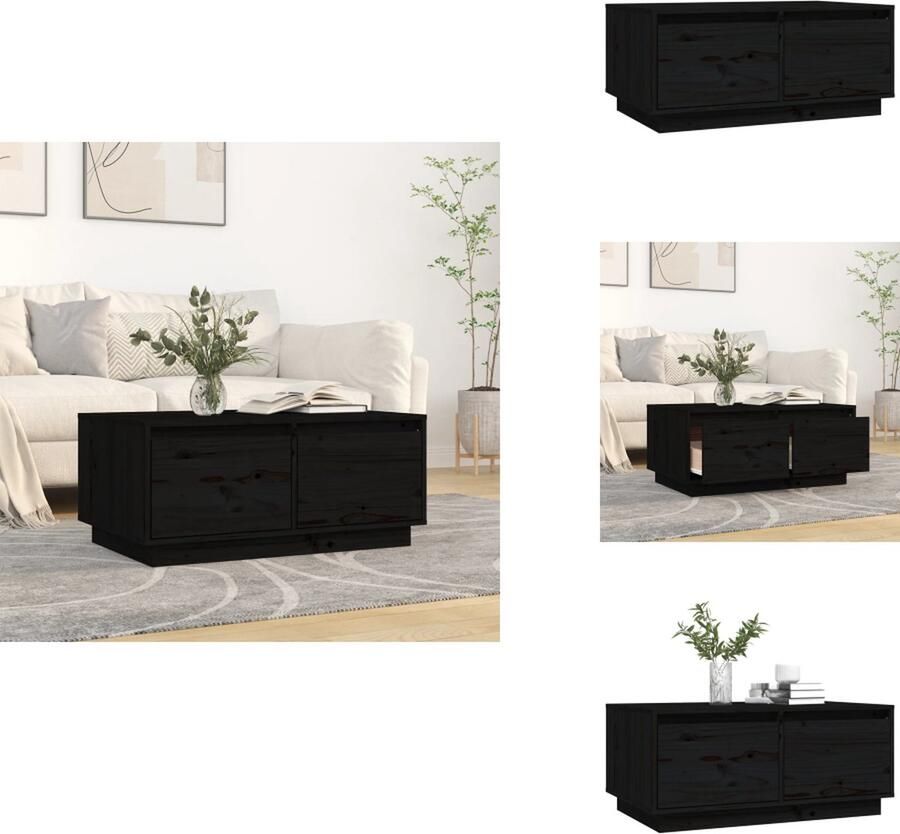 VidaXL Salontafel Salontafels Tafel Bijzettafel Salontafel 80x50x35 cm massief grenenhout zwart