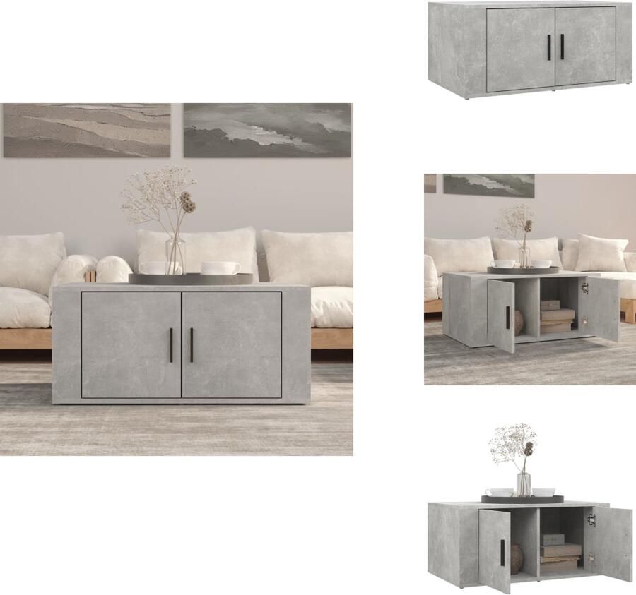 VidaXL Salontafel Salontafels Tafel Bijzettafel Salontafel 80x50x36 cm bewerkt hout betongrijs