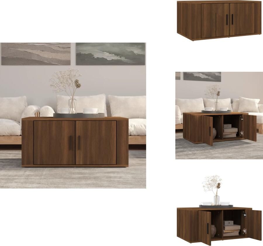 VidaXL Salontafel Salontafels Tafel Bijzettafel Salontafel 80x50x36 cm bewerkt hout bruineikenkleurig