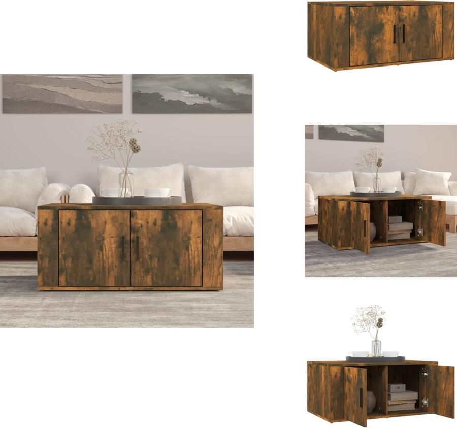 VidaXL Salontafel Salontafels Tafel Bijzettafel Salontafel 80x50x36 cm bewerkt hout gerookt eikenkleurig