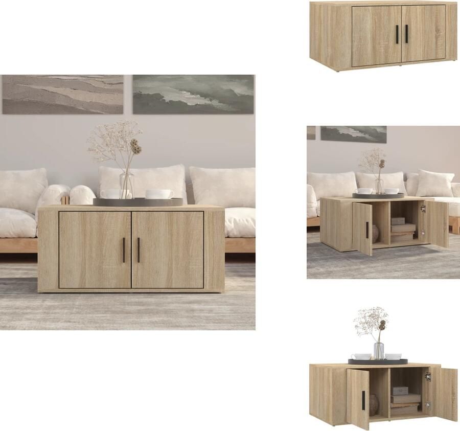 VidaXL Salontafel Salontafels Tafel Bijzettafel Salontafel 80x50x36 cm bewerkt hout sonoma eikenkleurig