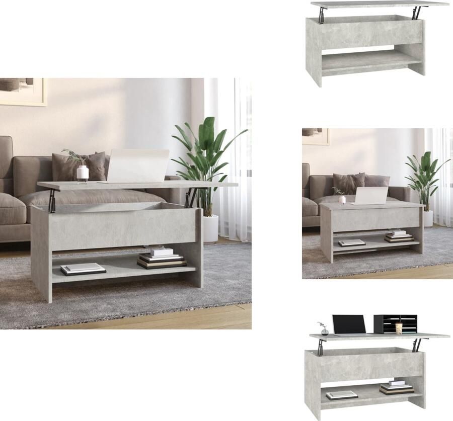 VidaXL Salontafel Salontafels Tafel Bijzettafel Salontafel 80x50x40 cm bewerkt hout betongrijs
