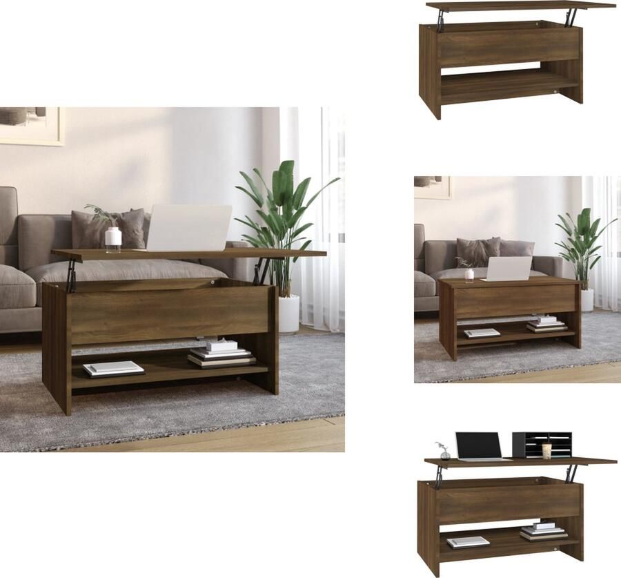 VidaXL Salontafel Salontafels Tafel Bijzettafel Salontafel 80x50x40 cm bewerkt hout bruin eikenkleur