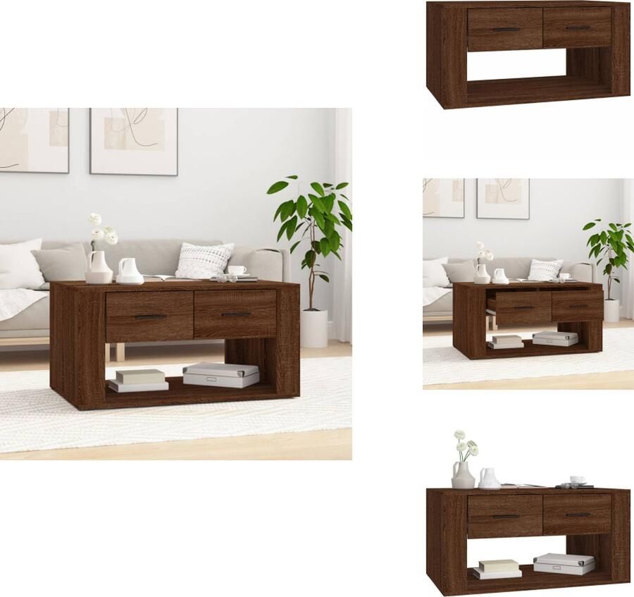 VidaXL Salontafel Salontafels Tafel Bijzettafel Salontafel 80x50x40 cm bewerkt hout bruineikenkleurig