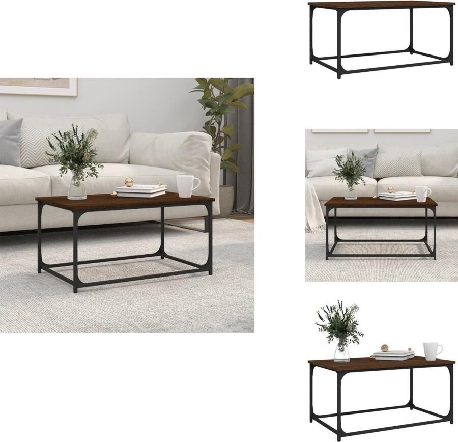 VidaXL Salontafel Salontafels Tafel Bijzettafel Salontafel 80x50x40 cm bewerkt hout en ijzer bruineikenkleurig