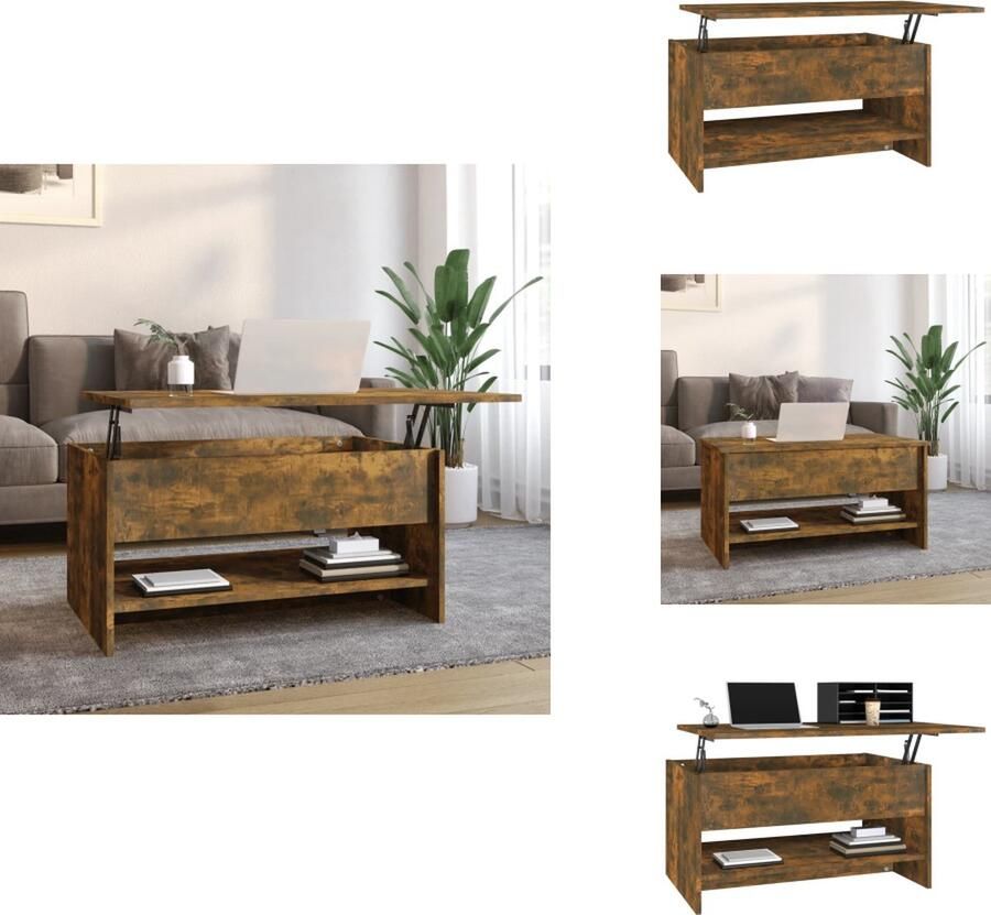 VidaXL Salontafel Salontafels Tafel Bijzettafel Salontafel 80x50x40 cm bewerkt hout gerookt eikenkleurig