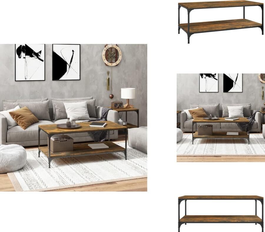 VidaXL Salontafel Salontafels Tafel Bijzettafel Salontafel 80x50x40 cm bewerkt hout gerookt eikenkleurig