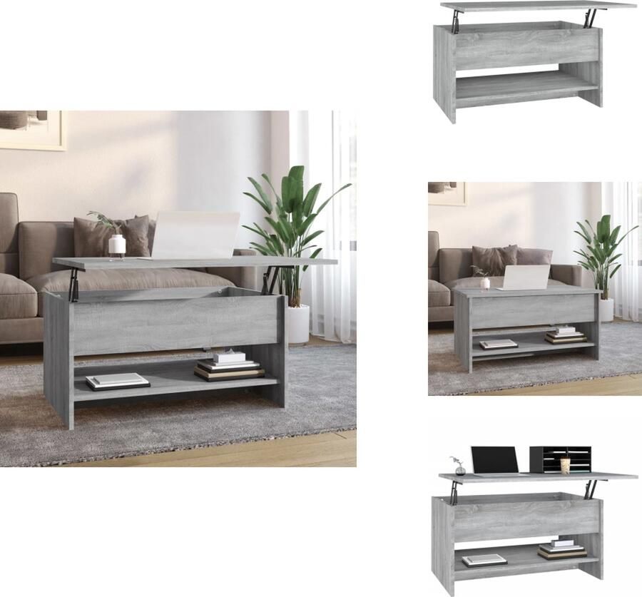 VidaXL Salontafel Salontafels Tafel Bijzettafel Salontafel 80x50x40 cm bewerkt hout grijs sonoma eiken