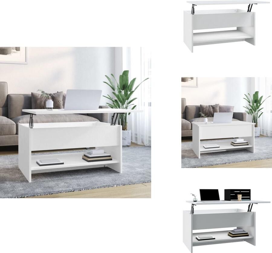 VidaXL salontafel Modern ontwerp Opbergruimte Verstelbaar Wit hout Afmetingen- 80 x 50 x 40 cm Tafel