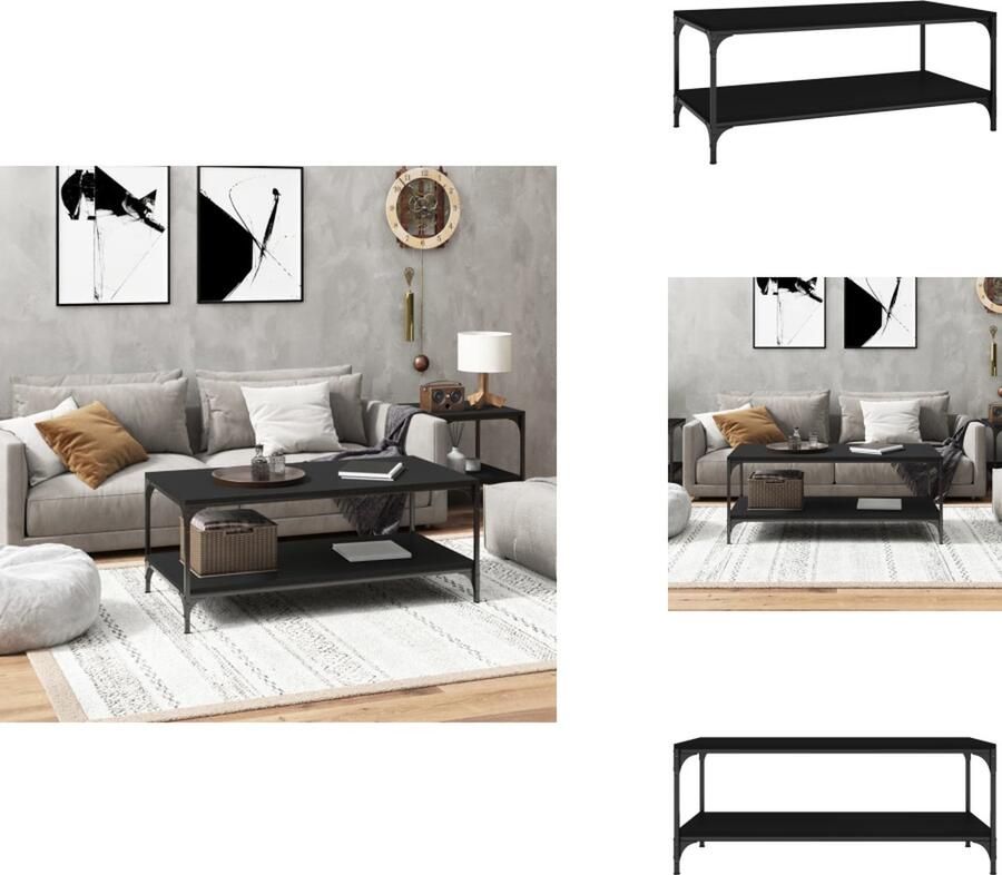 VidaXL Salontafel Salontafels Tafel Bijzettafel Salontafel 80x50x40 cm bewerkt hout zwart - Foto 2