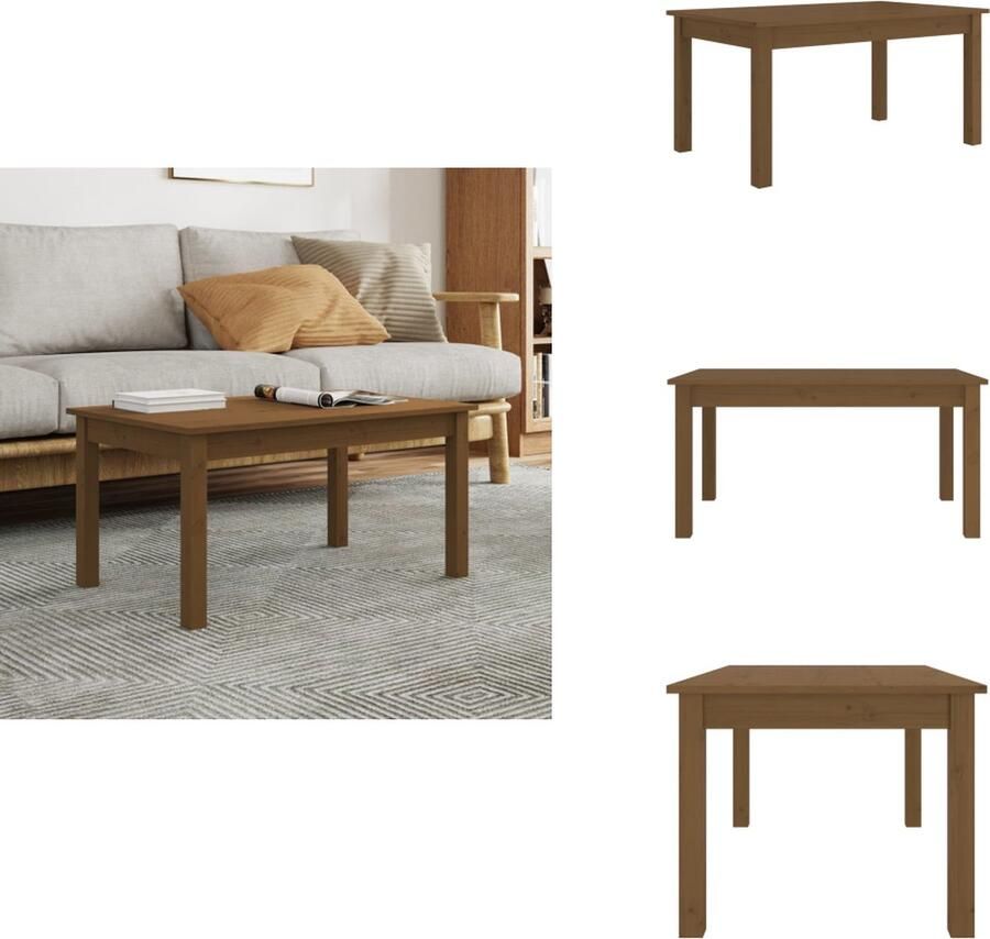 VidaXL Salontafel Salontafels Tafel Bijzettafel Salontafel 80x50x40 cm massief grenenhout honingbruin - Foto 2