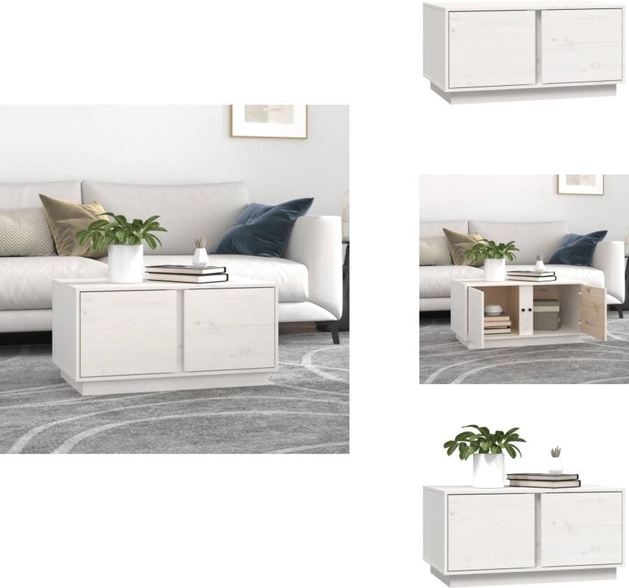 VidaXL Salontafel Salontafels Tafel Bijzettafel Salontafel 80x50x40 cm massief grenenhout wit - Foto 2