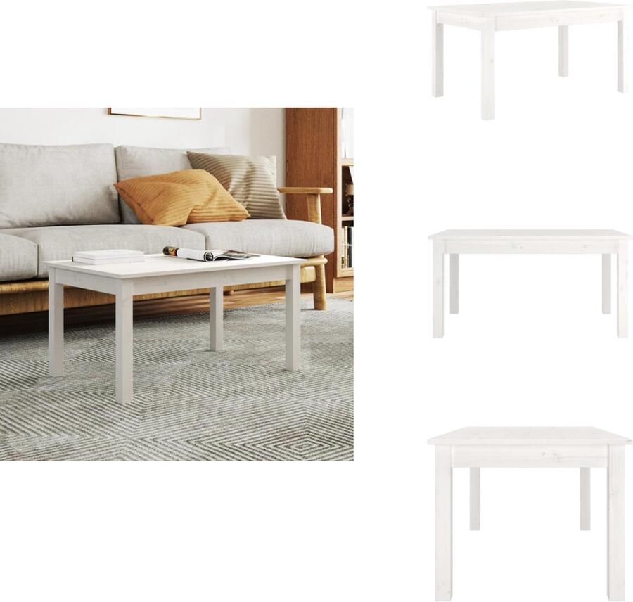 VidaXL Salontafel Salontafels Tafel Bijzettafel Salontafel 80x50x40 cm massief grenenhout wit