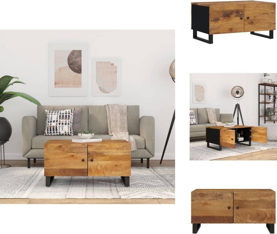 VidaXL Salontafel Salontafels Tafel Bijzettafel Salontafel 80x50x40 cm massief mangohout en bewerkt hout